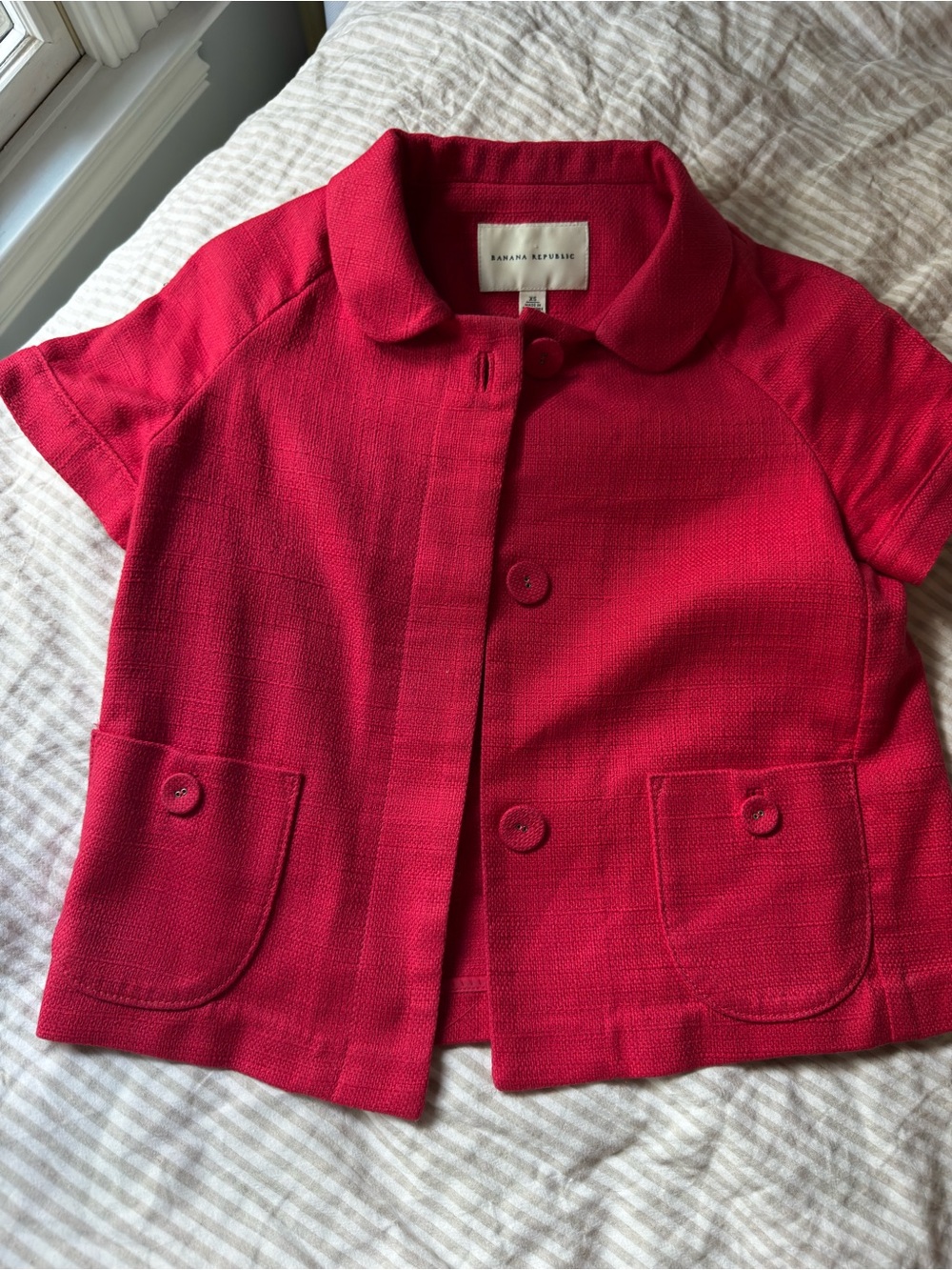 Vintage Banana Republic Red Short-Sleeve Button Jacket